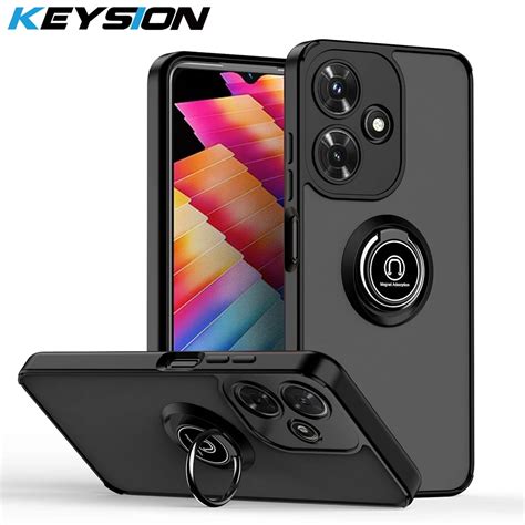 KEYSION Matte Case For Infinix Hot I I Transparent Ring Stand