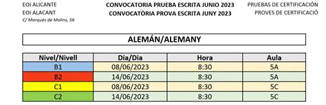 Listados De Convocatoria A Las Pruebas EOI Alacant Alicante