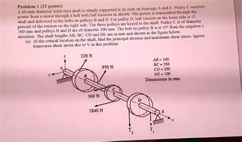 SOLVED Problem 1 25 Points A 60 Mm Diameter Solid Steel Shaft Is