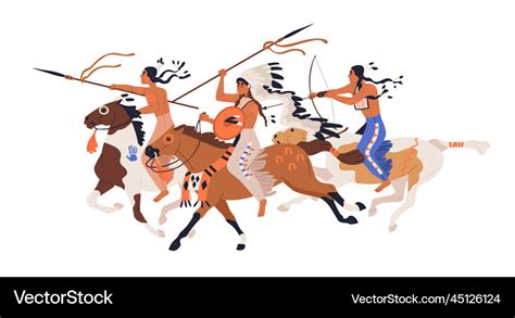 Warriors Of Apache Tribe Riding Horseback Vector Image