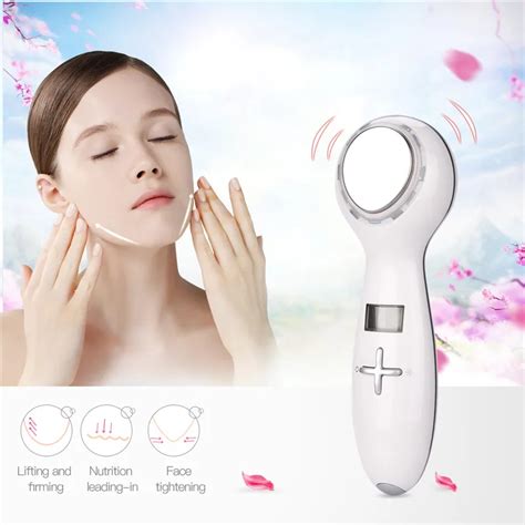 Portable Hot And Cold Hammer Face Deep Cleaning Massager Vibration Facial Massager With Led