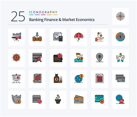 Banking Finance And Market Economics 25 Line Filled Icon Pack Including