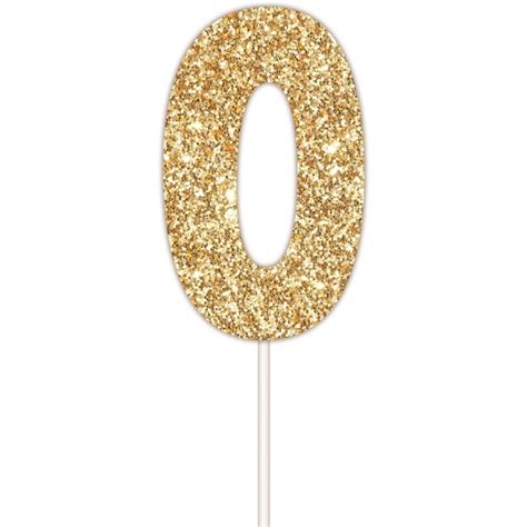 Artwrap Number 0 Glitter Cake Topper Gold Big W