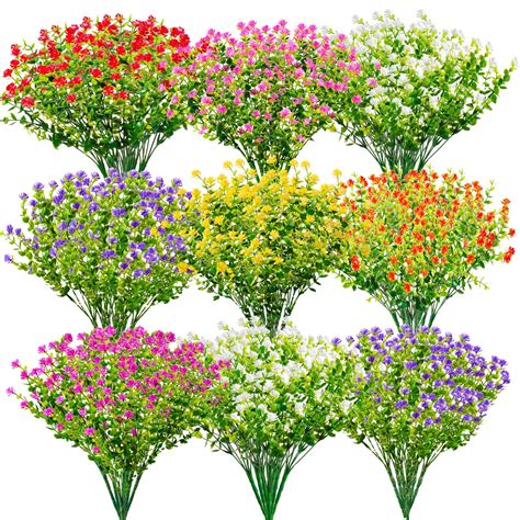 56 Bundles Artificial Flowers Outdoor Fake Flowers UV Resistant Plants