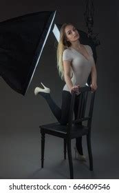 Sexy Blonde Lady Black Dress Text Stock Photo Shutterstock