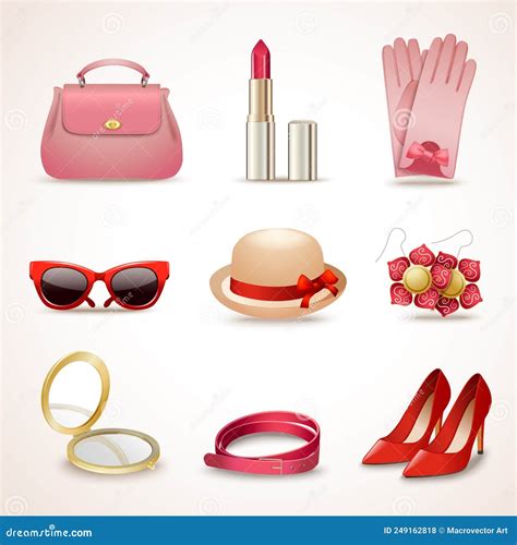 Woman Accessories Icon Set Stock Vector Illustration Of Emblem