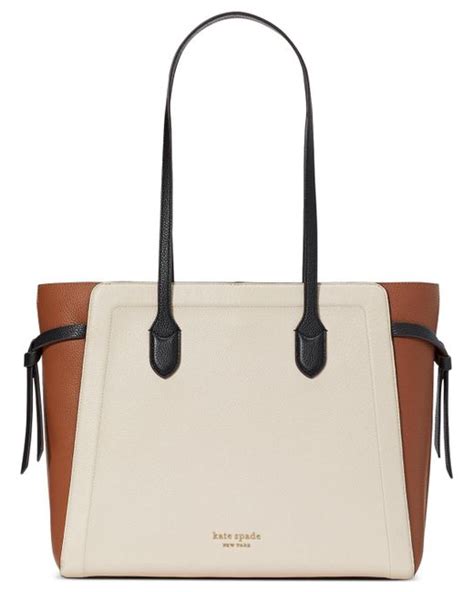 Kate Spade Knott Colorblocked Leather Large Tote In Natural Lyst