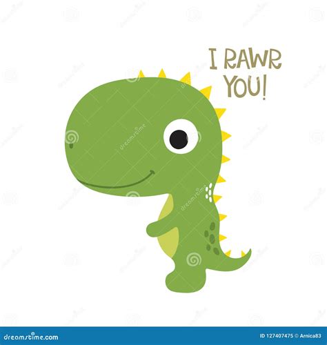 Cute dino illustration stock vector. Illustration of comic - 127407475