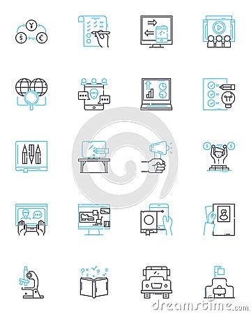 Corporate Training Linear Icons Set Development Growth Learning