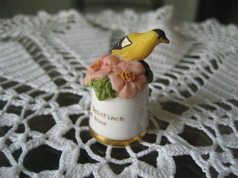 Vintage Iowa State Bird and Flower Thimble Sutherland England