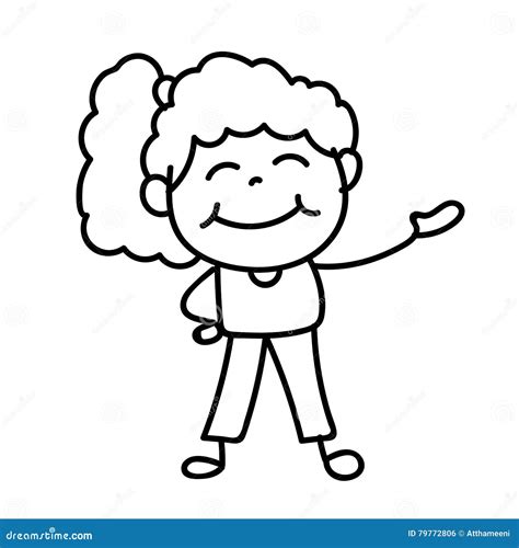 Hand Drawing Happy People Girl Vector Illustration Stock Vector