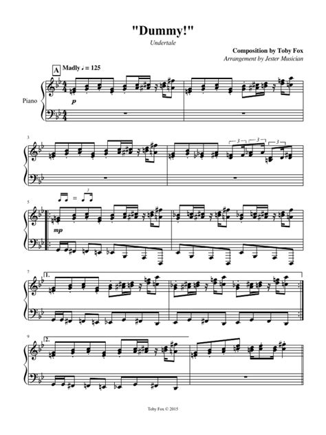 Undertale Dummy Piano Sheet Music Pdf Entertainment Performing Arts