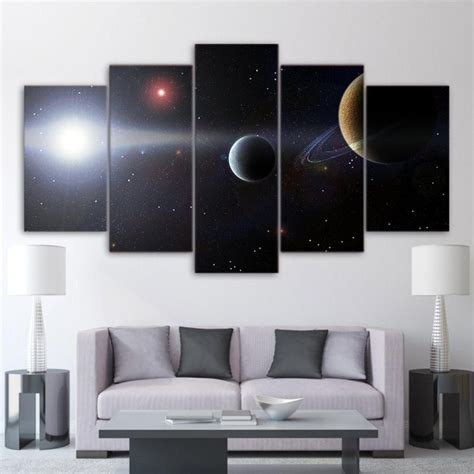 Planet Moon Universe 01 Space 5 Panel Canvas Art Wall Decor Canvas