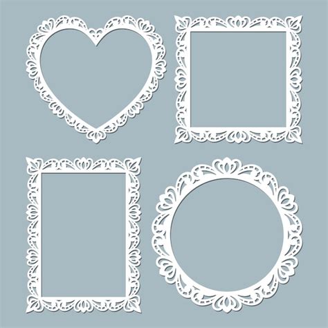 Premium Vector Laser Cut Vector Frames Set With Lace Border