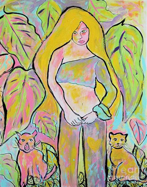 The Young Artist And Her Painted Cats Painting By Sandy Deluca Fine