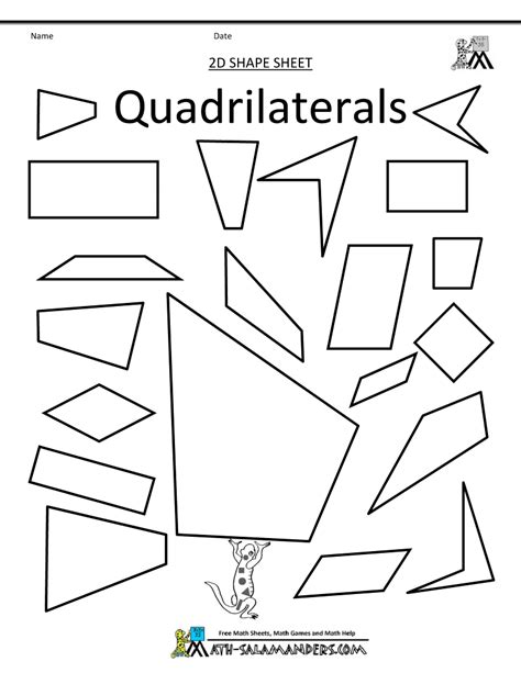 Identify Quadrilaterals Worksheets