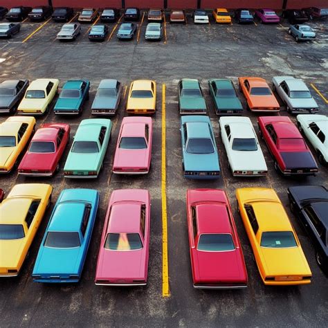 A Parking Lot Full Of Different Colored Cars With One That Says Quot