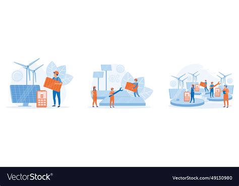 Solar panel installation concept installing Vector Image