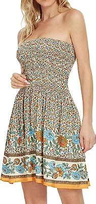 Bandeau Kleid Damen Boho Kleid Bandeau Sommerkleid Elegant Kurz