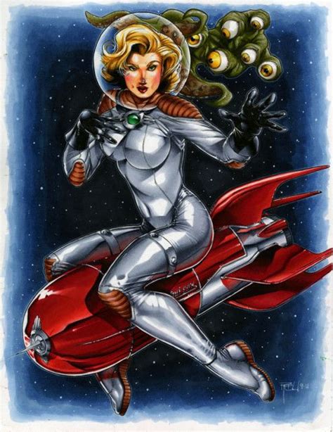 Sci Fi Rocket Girl Space Girl Retro Futurism Retro Futuristic