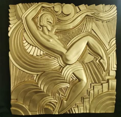 RARE BAS RELIEF art deco folies bergère look bronze doré 1920 1930