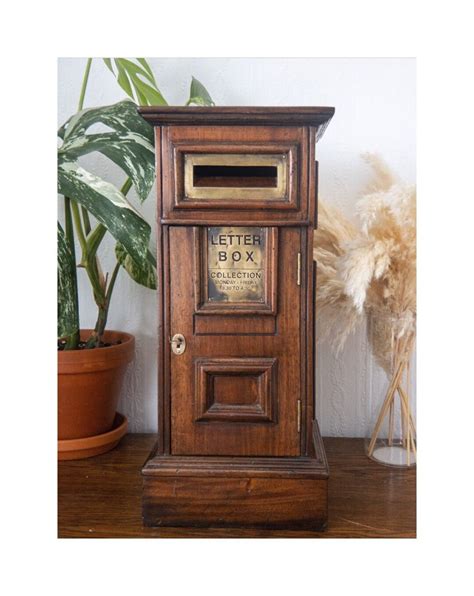 Mahogany Wood Post Box Georgian Style Square Panelling English Wooden