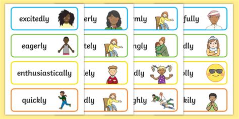 Adverbs Flash Cards Ks2 Verbs And Adverbs Primary Resources