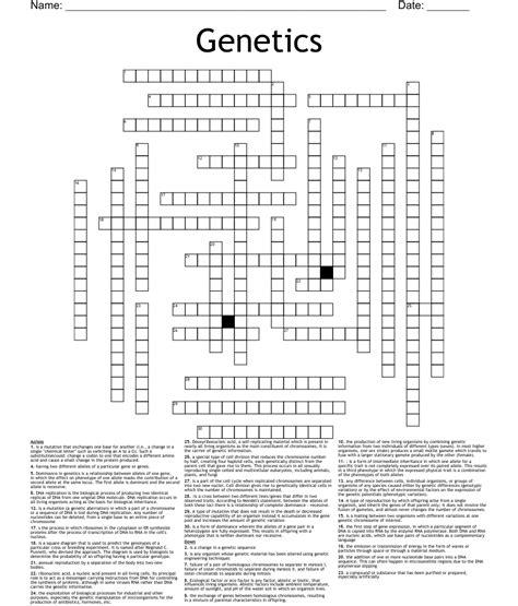 Genetics Crossword Wordmint