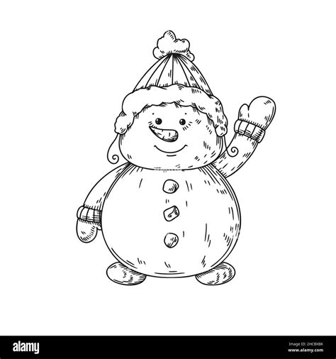 Cartoon snowman clipart Black and White Stock Photos & Images - Alamy