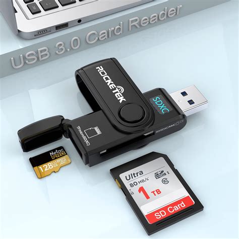 Rocketek 2 In 1 Sd Card Reader Usb 3 0 Memory Card Reader With Sd Tf Card Cover 2