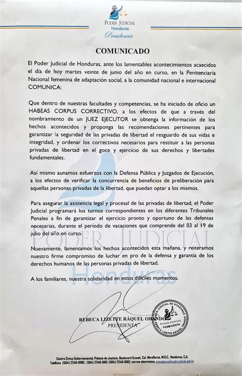 Poder Judicial HN On Twitter COMUNICADO Del Pleno De Magistrados Y