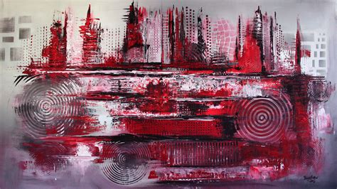 Red City Abstrakte Kunst In Acryl Abstraktes Bild Handgemalt