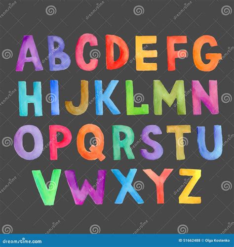 Watercolor Colorful Vector Handwritten Alphabet Stock Vector