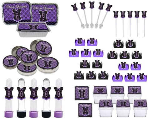 Kit decorativo Chá de Lingerie lilás e preto peças Elo