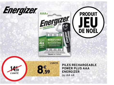 Offre Piles Rechargeable Power Plus Aaa Energizer Chez Intermarche Hyper