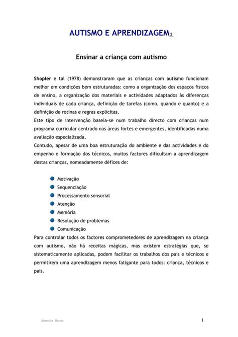 Ensinar A Crian A Autismo Pdf