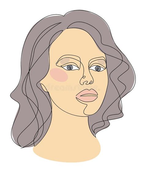 Woman Face In Modern One Line Style Continuous Line Vector