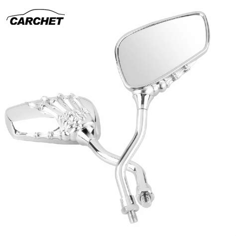 Buy Carchet Universal Motorcycle Side Rear View Mirrors Pair Chrome Skeleton