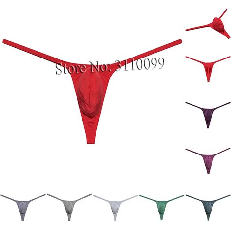 Men S Extreme Minimum Coverage T Back Pouch Enhancing Thong Underwear Shiny Bikini