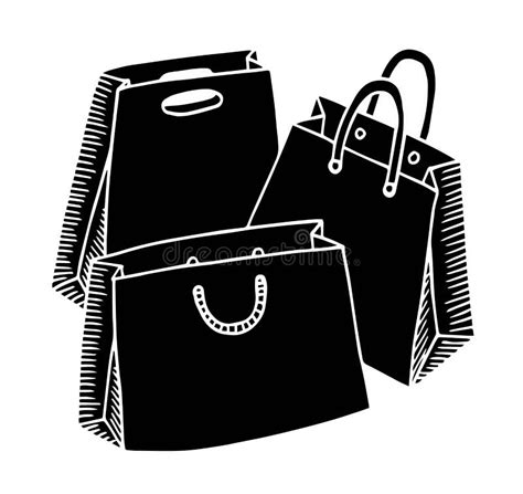 Black And White Hand Drawn Cartoon Doodle Style Shopping Bags Design