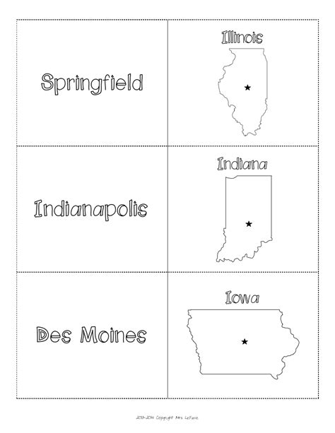 Midwest States And Capitals Map Worksheet And Flashcards Download