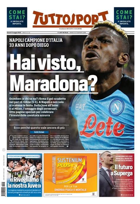 Prima Pagina Tuttosport “hai Visto Maradona” Pianeta Milan