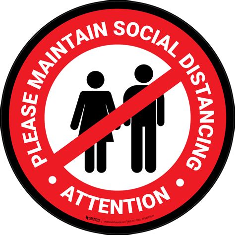 Attention Please Maintain Social Distancing With Icon Red Circular