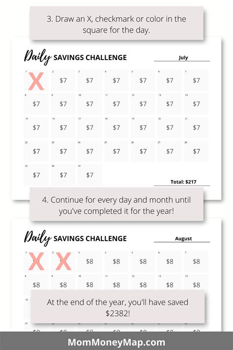 Money Saving Challenges Printable | Printable AT A GLANCE