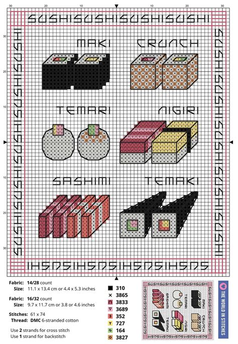 Free Sushi Cross Stitch Chart Artofit