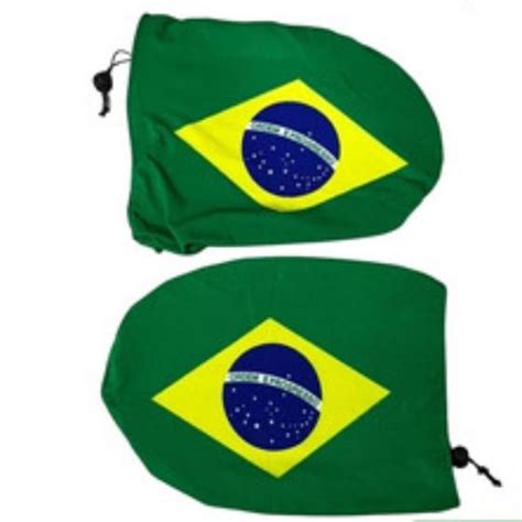 Par Capa Para Retrovisor Bandeira Do Brasil Copa Do Mundo Ajust Vel