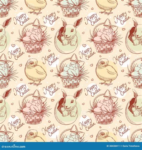 Vintage Easter Seamless Background Stock Vector Illustration Of