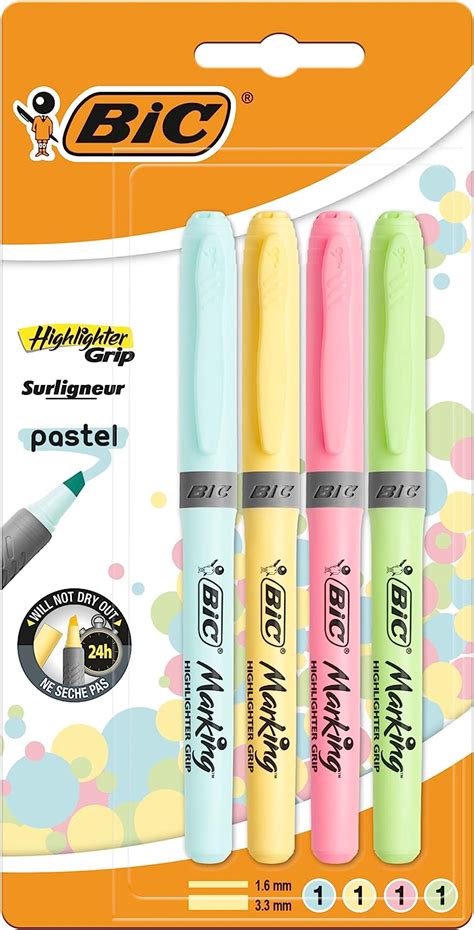 Amazon Bic Highlighter Grip Pens With Anti Drying Technology In 4