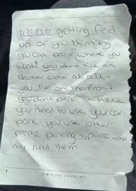 Woman finds 'unbelievable' note on car windscreen even though she's