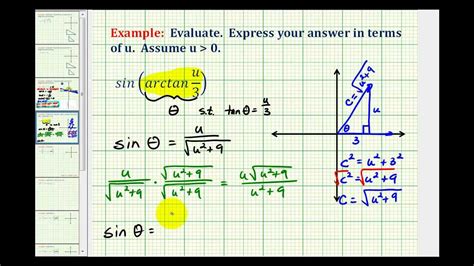 Ex Evaluate A Trig Expression With An Inverse Trig Function In Terms Of U Youtube